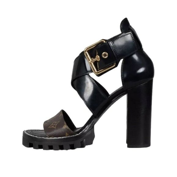 Louis Vuitton Star Trail Glazed Monogram Sandals Noir - Picture 1 of 16